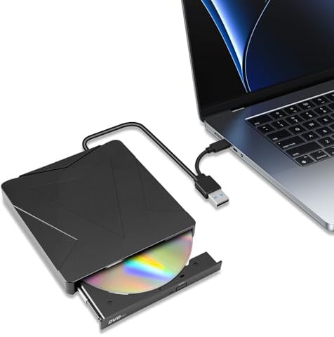Wowfast Externes DVD CD Laufwerk, USB 3.0 & Type-C Tragbar CD DVD +/-RW Brenner Optische Laufwerke CD ROM/DVD Laufwerk extern für PC Laptop Desktop MacBook Windows 7/8/10/11/XP Linux/Mac