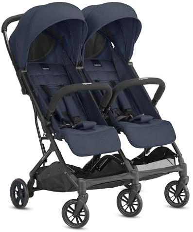 Inglesina Twin Sketch Zwillingskinderwagen, Blau, Ultraleicht und Kompakt, Ideal für Zwillinge oder Geschwister, Hoher Komfort, bis zu 15 kg