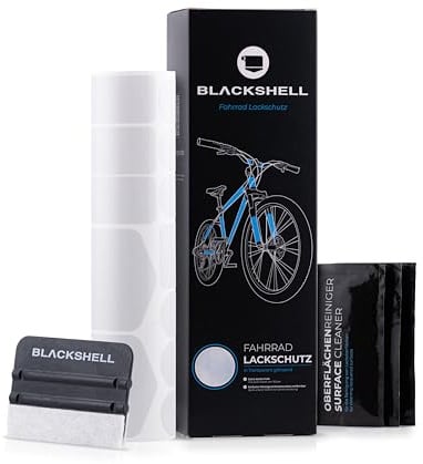 Blackshell® Fahrrad Schutzfolie - starker Rahmenschutz für z.B. Trekkingrad, MTB, Rennrad oder E-Bike - 24-teiliges, Transparentes Steinschlagschutz-Set