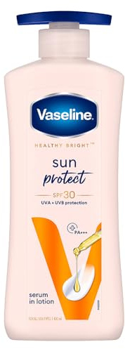 Vaseline Healthy Bright Sun Protection Body Lotion SPF 30, 400 ml, tägliche Feuchtigkeitspflege für trockene Haut, verleiht nicht fettige, strahlende Haut – für Männer & Frauen