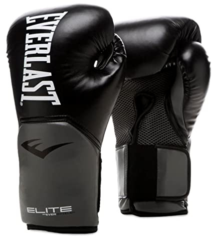 Everlast Elite 2 10oz Boxhandschuhe Schwarz/Grau, für Sandsack, Pratzen & Sparring, Klettverschluss, ergonomischer Griffsteg, Split-Schaum – Original Everlast