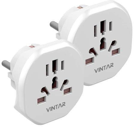 VINTAR 2 Stück Universal Reiseadapter für Deutsche Steckdosen | Steckdosenadapter für deutsche Steckdosen, kompatibel mit UK, USA, China, Italien, Schweiz, für Reise & Haushalt, Weiß