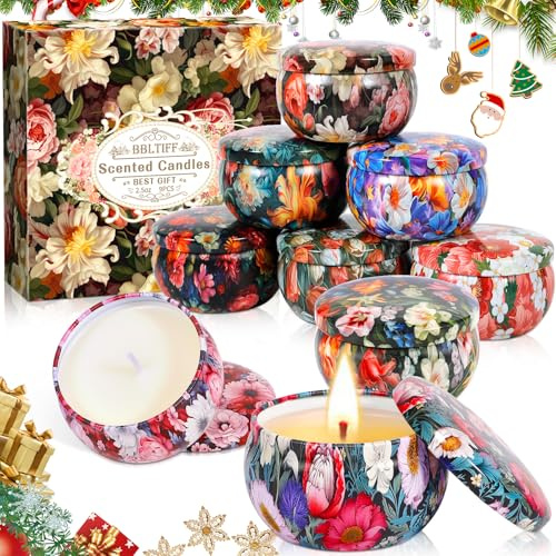 BBLTIFF 9 Stück Duftkerzen Geschenkset, Duftkerzen Set für Frauen, Scented Candle, Natürliches Sojawachs Kerze, kerzen geschenk für Weihnachten, Geburtstag, Valentinstag, Halloween (9 Düfte)