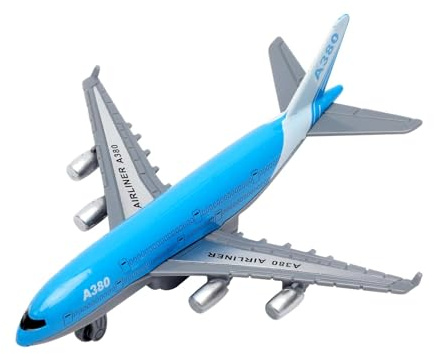VOSSOT Airbus A380 Flugzeug Spielzeug – Mini Metall Flugzeug Modell mit Rückziehfunktion, Airplane Modelle, Perfekt als Flughafen Spielzeug und Geschenk (14 cm Länge)
