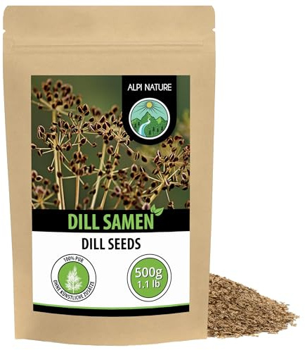 Alpi Nature Dillsamen 500g, Dill Samen ganz für Gewürzmischungen und Kräutertee, Einlegegewürz