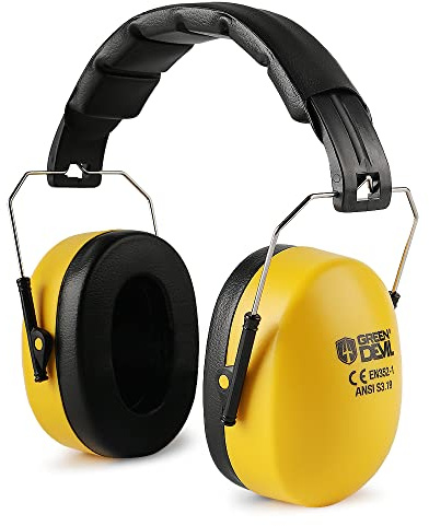 GREEN DEVIL Helm-Kapselgehörschutz Helmkapsel mit 31 dB SNR Gehörschutz-Kapseln mit Halterung für Die Helmmontage Perfekt für Bau & Industrie Schwarz/Gelb