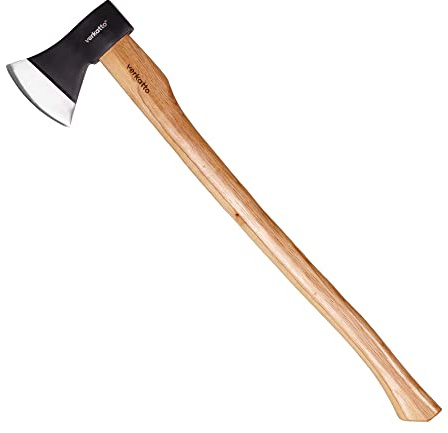 Mivos Axt Forstaxt 1600 g mit Hickory-Holzstiel und Klinge aus Kohlenstoffstahl - Länge 83 cm - Universalaxt zur Bearbeitung von Holz - Spaltaxt mit Lackiertem Holzgriff für Garten und Wald