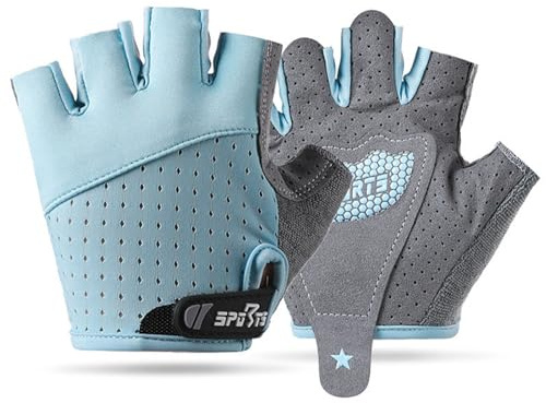 FYting Fahrradhandschuhe Kinder,Reithandschuhe Kinder,Fingerlose Handschuhe,Bequeme Atmungsaktive, Schutzpalmen für Eislauf, Roller,Sportarten Im Freien, Sportunterricht(Blau,L)
