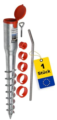 GRUNDLINE - Pfostenträger rund Ø 26 bis 60 mm - Bodenanker zum eindrehen - Schraubfundament - Einschraub Bodenhülsen - Stützenfuß - Erdanker - Erdspieß - Bodenhülse Sonnenschirm - Wäschespinne