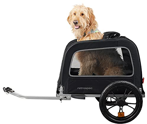 Retrospec Rover Hauler Haustier-Fahrradanhänger – Fahrradträger für kleine und mittelgroße Hunde – Faltbarer Rahmen mit 40,6 cm Rädern – Rutschfester Boden und Leinenband – Schwarz, Einheitsgröße