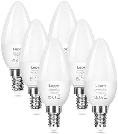 Lepro E14 LED Warmweiss, Glühbirne E14, 4.2W 470 Lumen, 6er-Pack, ersetzt 40W Birne, C35 2700K Warmweiß Glühlampe, 250° Leuchtmittel, Kerzenleuchten