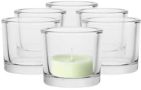 Trend For Home Kerzenhalter Set Teelichthalter Glas Teelichtgläser, Set von 6, Tischdeko Hochzeit Kerzengläser Teelichtglas Behälter Teelichtglas, Collection Luna, 9x9x8 cm, Transparent