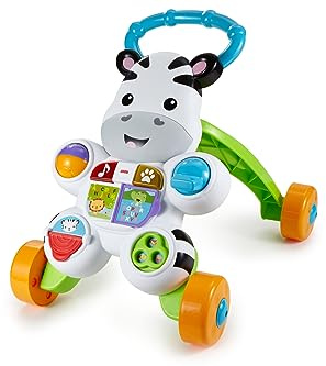 Fisher-Price Lern mit mir - Zebra Lauflernwagen, musikalisches Aktivitäts- und Gehspielzeug mit Lerninhalten, ab 6 Monaten, Version: Englisch Reduzierte Verpackung, GXC31