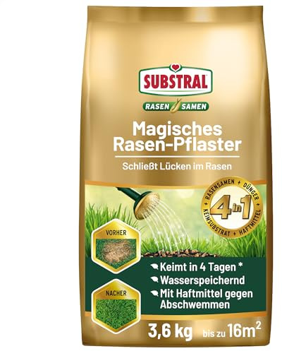 Substral Magisches Rasen-Pflaster, 4in1 Rasenreparatur Rasensamen + Premium Keimsubstrat + Dünger und Haftmittel, 3,6 kg, blau