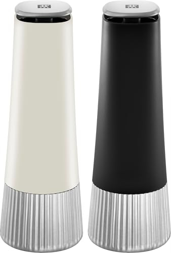 ZWILLING Spices Gewürzmühlen-Set 2-teilig, Kunststoff-Gehäuse, Keramikmahlwerk, Stufenlos verstellbar - fein bis grob, Für Salz, Pfeffer, Gewürze, Beige und schwarz