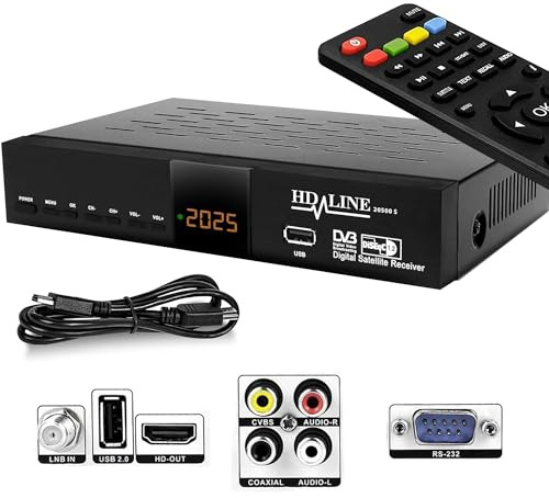 Hd-line 20500 Digitaler Satelliten HD Receiver (DVB-S/DVB-S2, HDMI, AV, 2X USB 2.0, Full HD 1080p, Digital Audio Out) [Vorprogrammiert für Astra, Hotbird und Türksat]