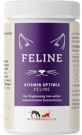 Futtermedicus Vitamin Optimix Feline | 150 g | Futterzusatz für Katzen | Für Kochrationen und Barf ohne Knochenfütterung