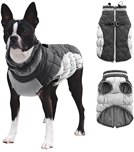 CITÉTOILE Winter Hundemantel mit Geschirr für Klein Hunde Grau XS | Wasserdicht Hundejacke mit Fleece Gefütterte, Warme Hunde Wintermantel mit Reflektierend für Kaltes Wetter