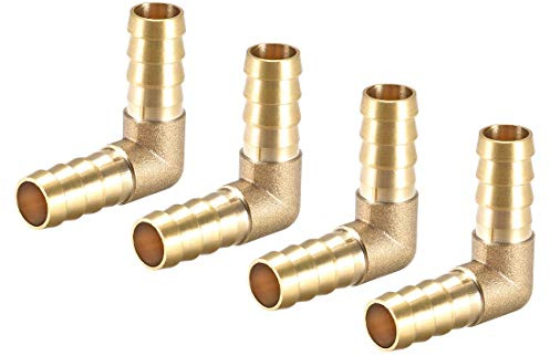 sourcing map 12mm Widerhaken Messing 90° Winkelrohrverbinder 4 STK | Koppler Schlauchadapter