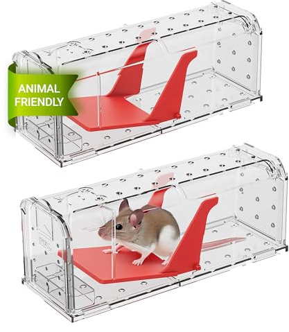 Roshield 2 x Mausefalle Lebend – Humane, effektive und Wiederverwendbare Lebendfalle für Innen und Außen, Haustier- und kinderfreundlich