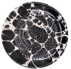 Kaladia Keramik Reibeteller/Keramikhobel - ideal für Ingwer, Parmesan etc. - in Schwarz & Weiß marmoriert - Durchmesser: 12 cm - handgemacht & handbemalt - Made in Spain