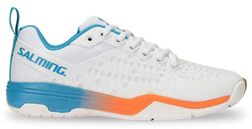 Salming Eagle Indoor/Court/Squash/Badminton-Schuhe für Herren, Weiß/Race Blue, White Raceblue, 45 1/3 EU