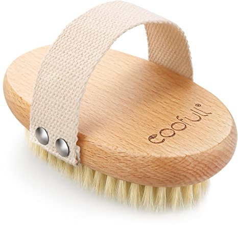 SURDOCA Peelingbürste Körperbürste Trockenbürste Naturborsten Holz Scrubber Rückenbürste mit Langem Stiel Badebürsten für Dusch Saunabürste Klosterbürste zum Entfernen Cellulite, Lymph (Ovaler Typ)