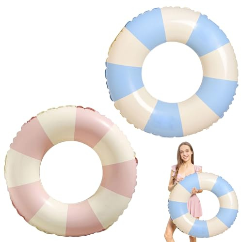 Schwimmring Erwachsene,2pcs Aufblasbarer Schwimmring,Schwimmreifen Erwachsene,Erwachsenes Retro-Stil Aufblasbare Schwimmreifen,Pool Schwimmring,für Strandurlaube und Poolpartys