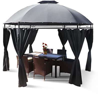 Swing & Harmonie Luxus Pavillon mit LED Beleuchtung - Hochwertiges Gartenzelt - Robustes Partyzelt - Wasserabweisender Gartenpavillon - (anthrazit)