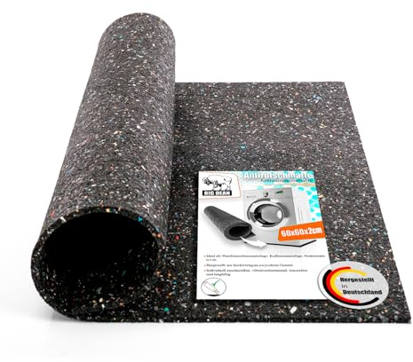 BigDean Antivibrationsmatte 60x60 cm – zuschneidbare Gummimatte – Dämmmatte 2cm Höhe für unterschiedliche Geräte & Räume geeignet