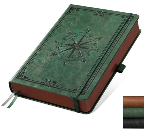 AUTEMPO Notizbuch A5 Liniert, PU Leder Hardcover Tagebuch für Erwachsene, 320 Seiten Dickes journal, 100 gsm Tagebuch(14.5 x 21 cm), Innentasche, Geeignet für Männer und Frauen, Dunkelgrün