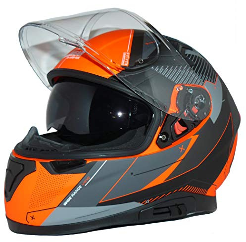 Motorradintegralhelm mit integrierter Sonnenblende und klappbarem Visier 917-OG-M