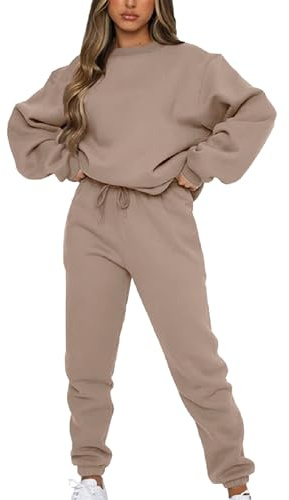 amropi Trainingsanzug Damen Pullover Sweatshirt und Jogginghose Warm Vlies Kleidungsset