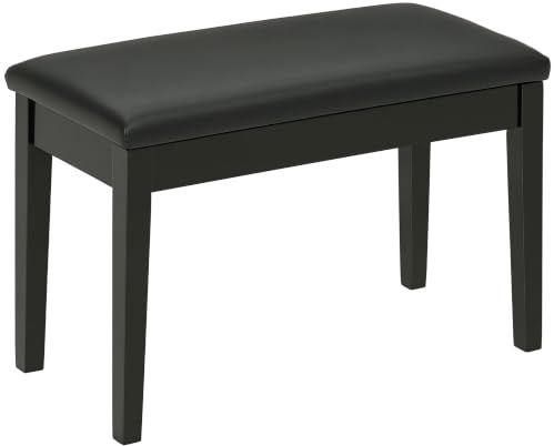 HOMCOM Klavierhocker Klavierbank für Piano, 75 x 35 x 49 cm, Schwarz | Verstecktem Stauraum, Pianobank mit Kunstleder Kissen, Klavierstuhl für Keyboard