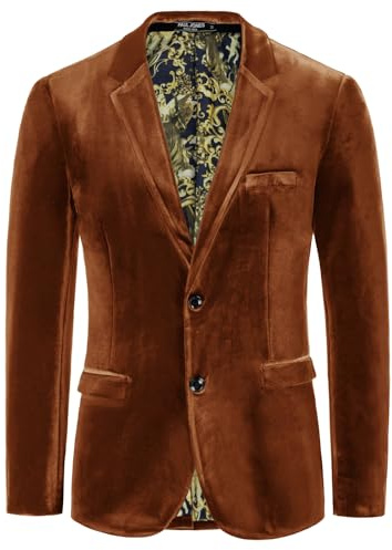 PJ Paul Jones Herren-Blazer aus Samt, Zwei Knöpfe, Sportmantel, solide Anzugjacken für Abendessen, Abschlussball, Hochzeit