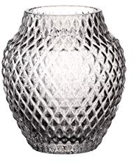 Leonardo Poesia Tisch-Vase, handgefertigte Deko-Vase in Grau, bauchige Blumen-Vase, Kerzen-Halter aus Glas, schönes Windlicht, 11 cm hoch, 018669