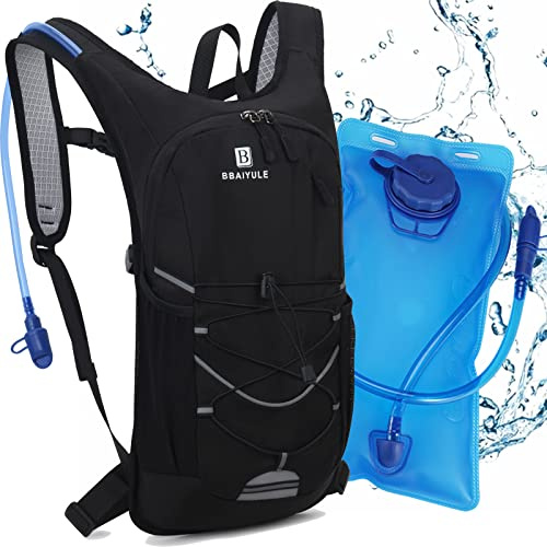 BBAIYULE® Trinkrucksack mit Trinkblase 2L, BPA-Frei | Trinkrucksack 2l mit Reflektoren | Rucksack mit Trinksystem | Laufen, Fahrrad & Camping Sportrucksack Fahrradrucksack