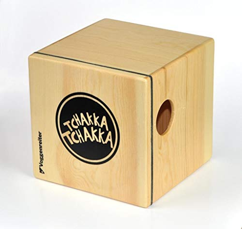VOLT KazooJon Würfel Mini Cajon Bongo Kazoo Holz Schlagwerk Instrument (12 x 12 x 12 cm, Birke / Pinie, patentierte Schlagflächen, mit Dämpfungselement), Braun / Grün