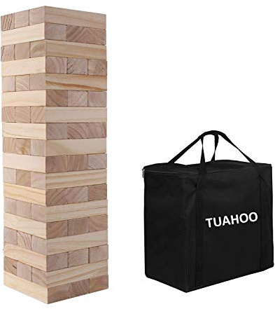 TUAHOO Riesenwackelturm Spiel Holz Stapelturm Builds Von 0.6m - 1,5m Groß Tumble Tower Spiele Jumbo Toppling Blocks Spielzeug Für Kinder Erwachsene & Familie