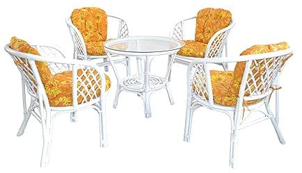 moebel direkt online Rattansitzgruppe (5tlg.) Laurin Bezug Sonnenblumenmotiv