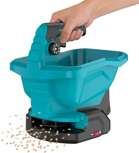 Akku Düngerstreuer für Makita 18V Batterie,Akku Universalstreuer 3,3 L mit 6-stufige Drehzahlregulierung,8-stufige Streumengenregulierung,140° Streuwinkel für Dünger,Saatgut und Streusalz(Ohne Akku)