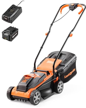 LawnMaster CLM2432K Sichelmäher Akku-Rasenmäher 24V 32cm Schnittbreite,150m²,25-65mm Schnitthöhe, inkl. 4,0 Ah Akku Batterie + Ladegerät