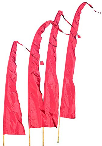 Asiatische Balifahne Dunkelrot | 4m | Umbul Fahne ohne Stange | Edle Satin Gartenfahne für Garten & Terrasse | Geschenkidee für Asien-Fans, Yoga & Hochzeit | Original Bali Deko