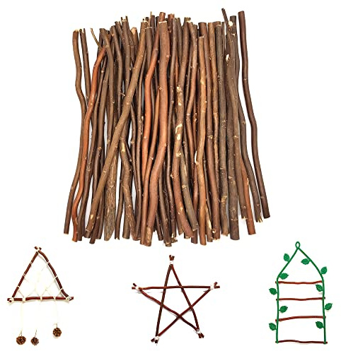 ZAHD 50 Stück Holzstab Bastelhölzer Basteln,Holzstäbchen zum Basteln | Holzstab Kunst Handwerk Heimwerker Foto Requisiten,Holz Log Sticks Ast natürlichem,Holzstäbe,Rundstab