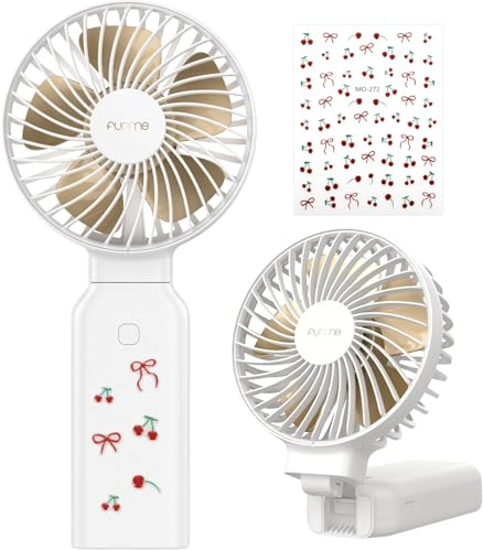 Funme Handventilator 3 in 1 Tischventilator Tragbarer Lüfter mit 53 Stunde 9000 Aufladbarer Batterie Multifunktion 4 Stufen Faltbarer Persönlicher Notladelüfter Exquisit für Reisen und Zuhause Weiß