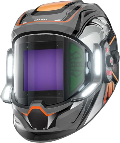 ANDELI Moon Moner LED Schweißhelm Herren 180° Panoramablick Automatische Verdunkelung Echte Farbe mit 4 Lichtbogensensoren