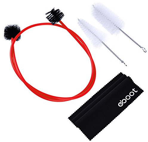 EBOOT Trompete Reinigung Pflege Kit mit Mundstück, Bürste, Ventil Pinsel, Flexible Reinigungstuch, für Trombone, Messing, Rot, C-Tonart