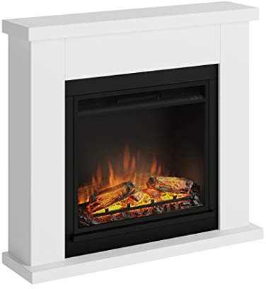TAGU Frode Elektrischer Kamin mit PowerFlame, Heizung und Thermostat, 7-Tage-Timer, LED-Flammeneffekt, Fernbedienung (Reinweiß)