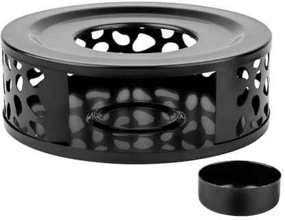 BigKego Stövchen aus Edelstahl mit Teelichthalter Stövchen für Teekanne Teewärmer Teestövchen Schwarz Kaffeewärmer für Teekannen und Kaffeekannen