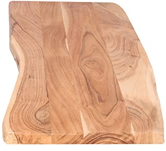 SAM Tischplatte 100x40 cm Curtis, Holzplatte Akazienholz massiv + naturfarben + lackiert, Baumkanten-Platte für Heimwerker, Arbeitsplatten, Tische & Fensterbretter
